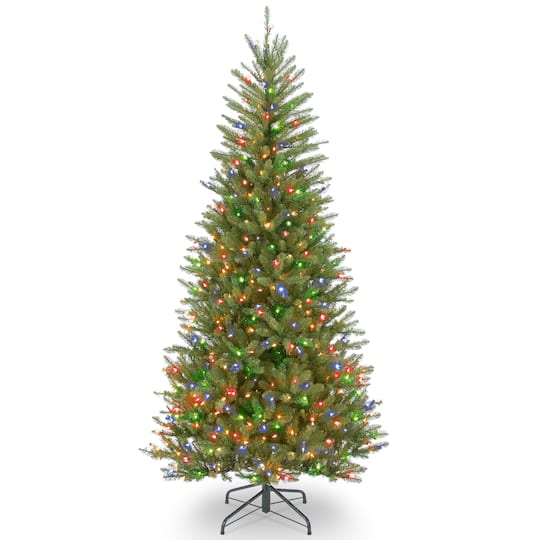 6.5 ft. Pre-Lit Dunhill&#xAE; Fir Slim Artificial Christmas Tree, Multicolor Lights